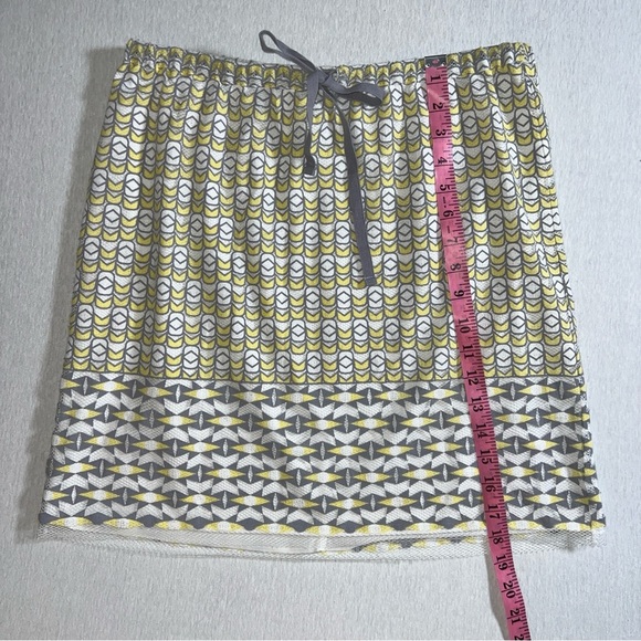 Sophie Max Cotton Blend Mesh Lace Yellow + Grey on White Skirt w/ Drawstring - Picture 3 of 7
